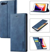 LC.IMEEKE Sterk magnetisme Ultradunne horizontale flip schokbestendige matte TPU + PU lederen tas met houder & kaartsleuven en portemonnee voor iPhone 8 Plus / 7 Plus (blauw)