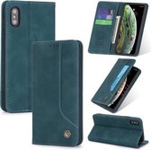 Voor iPhone XS Max POLA 008-serie Retro magnetische horizontale flip lederen tas met houder en kaartsleuven (blauw)