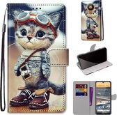 Voor Nokia 5.3 Gekleurde Tekening Cross Textuur Horizontale Flip PU Lederen Case met Houder & Kaartsleuven & Portemonnee & Lanyard (Lederen Schoenen Kat)