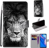 Voor Huawei P smart Z / Y9 Prime Gekleurde Tekening Cross Textuur Horizontale Flip PU Lederen Case met Houder & Kaartsleuven & Portemonnee & Lanyard (B11 Zwart Wit Leeuwenkop)