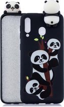 Voor Galaxy A40 schokbestendige Cartoon TPU beschermhoes (drie panda's)