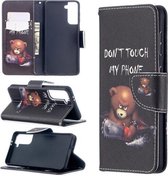 Voor Samsung Galaxy S21 5G Gekleurde Tekening Patroon Horizontale Flip Leren Case met Houder & Kaartsleuven & Portemonnee (Beer)