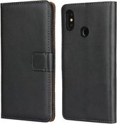 Lederen horizontale flip-holster voor Xiaomi 8 met magnetische sluiting en beugel en kaartsleuf en portemonnee (zwart)