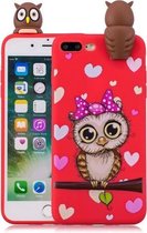 Voor iPhone 7 Plus / 8 Plus schokbestendig Cartoon TPU beschermhoes (rode uil)