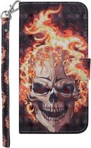 Voor iPhone 11 Pro Laser 3D-patroon Gekleurde tekening Horizontale lederen flip-hoes met houder & kaartsleuven & portemonnee (vlamschedel)