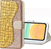 Voor iPhone 11 Laser Glitter Poeder Krokodil Textuur Horizontaal Flip Leren Hoesje, met Houder & Kaartsleuven & Portemonnee (Goud)