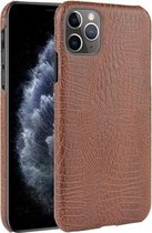 Voor iPhone 11 Pro schokbestendige krokodiltextuur pc + PU-hoes (bruin)