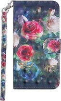 Voor iPhone 11 Laser 3D-patroon Gekleurde tekening Horizontale lederen flip-hoes met houder & kaartsleuven & portemonnee (roos)