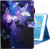 Voor iPad 10.2 inch Gekleurde Tekening Patroon Horizontale Flip Leren Case met Houder & Kaartsleuven & Fotolijst (Paarse Vlinder)