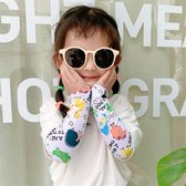 Kinderen zomer koel zonnebrandcrème ijs zijde afdrukken mouwen, maat: one size (dierentuin wit)-Wit