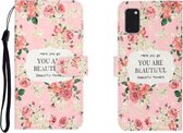 Voor Galaxy A41 3D Gekleurde Tekening Horizontale Leren Flip Case met Houder & Kaartsleuf & Portemonnee (Rose Flower)