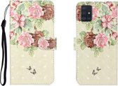 Voor Galaxy A51 3D Gekleurde Tekening Horizontale Flip Leren Case met Houder & Kaartsleuf & Portemonnee (Grote Bloem Vlinder)