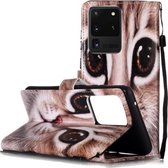 Voor Galaxy S20 Ultra Geschilderd Patroon Horizontale Flip Leren Case met Houder & Kaartsleuven & Portemonnee (Koffie Kat)