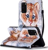 Voor Galaxy A71 Geschilderd patroon Horizontale flip lederen tas met houder & kaartsleuven en portemonnee (tijger)