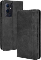 Voor OnePlus 9 Pro Magnetische Gesp Retro Crazy Horse Textuur Horizontale Flip Leren Case met Houder & Kaartsleuven & Fotolijst (Zwart)