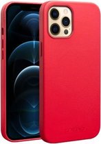 QIALINO schokbestendig Magsafe-hoesje van nappaleer voor iPhone 12 Pro Max (rood)