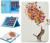 Voor iPad Mini 5/4/3/2/1 Stiksels Horizontale Flip Leren Case met Houder & Kaartsleuven & Slaap / Wekfunctie (Kat en Vlinder)