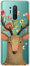 Voor OnePlus 8 Pro schokbestendig geverfd transparant TPU beschermhoes (Flower Deer)