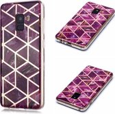 Voor Galaxy A8 (2018) Plating Marble Pattern Soft TPU beschermhoes (paars)