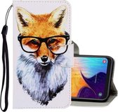 Voor Galaxy A50 3D gekleurde tekening horizontale flip PU lederen tas met houder & kaartsleuven & portemonnee (vos)