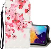 Voor Galaxy A20e 3D Gekleurde Tekening Horizontale Flip PU Leren Case met Houder & Kaartsleuven & Portemonnee (Rode Bloem)