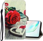Voor Galaxy Note 10 3D Gekleurde Tekening Horizontale Flip PU Leren Case met Houder & Kaartsleuven & Portemonnee (Rode Roos)