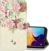 Voor Galaxy A20e 3D Gekleurde Tekening Horizontale Flip PU Lederen Case met Houder & Kaartsleuven & Portemonnee (Grote Bloem Vlinder)