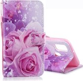 Voor Galaxy M30s Gekleurde tekening patroon Horizontale Flip PU lederen tas met houder & kaartsleuven & portemonnee & lanyard (Rose)
