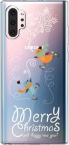 Voor Galaxy Note10 Pro Trendy schattig kerstpatroon doorzichtig TPU beschermhoes (ski vogel)