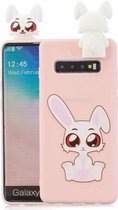 Voor Galaxy S10 Plus Cartoon schokbestendige TPU beschermhoes met houder (konijn)