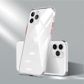 Voor iPhone 12 Pro Max Color Button Clear Volledige dekking Schokbestendig TPU-hoesje (transparant + rood)