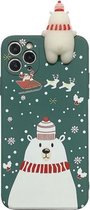 Voor iPhone 11 Pro Max Christmas Series Painted Pattern Liquid TPU Case (Dark Green Bear)