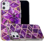 Voor iPhone 12/12 Pro Plating Marble Pattern Soft TPU beschermhoes (paars)