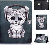 Voor iPad Air 2020 10.9 Elektrisch Geperst Gekleurde Tekening Horizontale Flip Leren Case met Houder & Kaartsleuven & Slaap / Wekfunctie (Muziek Leopard)
