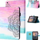 Voor Amazon Kindle Fire HD10 2015/2017/2019 Gekleurde Tekening Stiksels Horizontale Flip Leren Case met Houder & Kaartsleuf & Slaap / Wekfunctie (Kleurrijke Mandala)