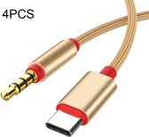 4 stuks 3,5 mm naar type-c audiokabel microfoon opname adapter kabel mobiele telefoon live geluidskaart kabel (goud)