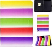 Voor Amazon Kindle Fire HD 8 (2020) Naaigaren Horizontaal geverfd platte lederen tas met slaapfunctie & pendeksel & antislipstrip & kaartsleuf & houder (regenboog)