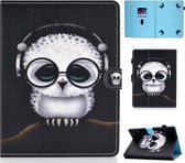 Gekleurde tekening stiksel Universele horizontale flip lederen tas, met houder en kaartsleuven voor 8 inch tablet-pc (witte uil)