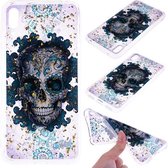 Cartoon patroon goudfolie stijl Dropping Glue TPU zachte beschermhoes voor Huawei Enjoy 9 (schedel)