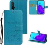 Voor Huawei Nove 5 Chai Hondenpatroon Horizontale flip lederen hoes met beugel & kaartsleuf & portemonnee & lanyard (blauw)