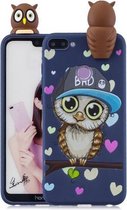 Voor Huawei Honor 9i schokbestendige cartoon TPU beschermhoes (blauwe uil)