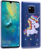 Voor Huawei Mate 20 Pro gekleurd tekeningpatroon zeer transparant TPU beschermhoes (eenhoorn)