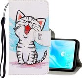 Voor Huawei P30 Lite 3D Gekleurde Tekening Horizontale Flip PU Lederen Case met Houder & Kaartsleuven & Portemonnee (Rode Mond Kat)