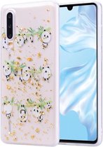Cartoon patroon goudfolie stijl Dropping Glue TPU zachte beschermhoes voor Huawei P30 (Panda)