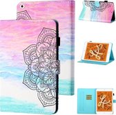 Gekleurde tekening stiksel Horizontale flip lederen tas met houder & kaartsleuf & slaap- / wekfunctie voor iPad mini 5/4/3/2/1 (kleurrijke mandala)