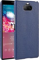 Voor Sony Xperia 8 Shockproof Crocodile Texture PC + PU Case (Blauw)