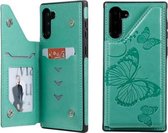 Voor Galaxy Note10 Butterfly Embossing Pattern schokbestendige beschermhoes met houder & kaartsleuven & fotolijst (groen)