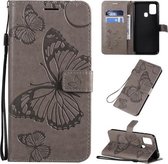 Voor Galaxy M31 3D vlinders reliëf patroon horizontaal flip lederen tas met houder & kaartsleuf & portemonnee & lanyard (grijs)