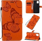 Voor Galaxy A81 / M60s / Note10 Lite 3D vlinders reliëfpatroon horizontale flip lederen tas met houder & kaartsleuf & portemonnee & lanyard (oranje)