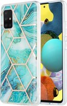 Voor Samsung Galaxy A51 5G 3D Galvaniseren marmeren patroon TPU beschermhoes (blauw)